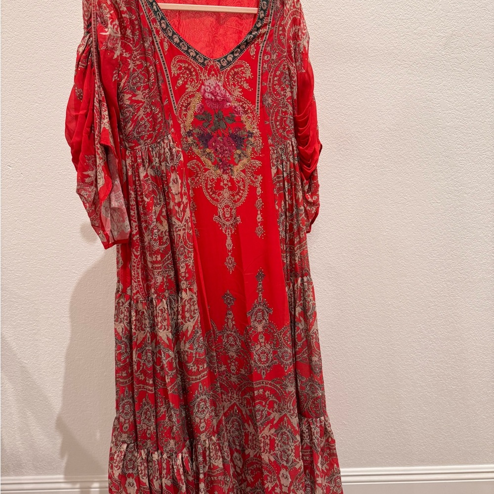 Elegant Red Bohemian Dress